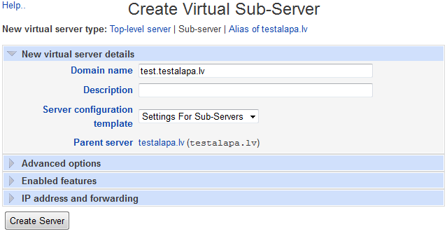 Create subserver